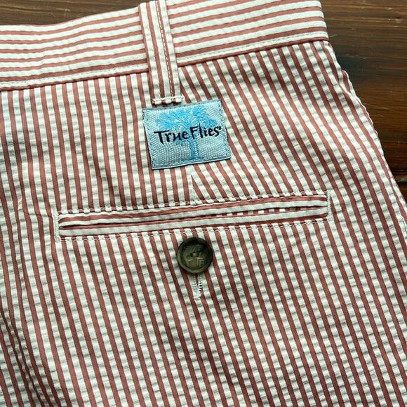 True Flies Life Off The Chart seersucker striped textured flat front shorts 36 - Picture 6 of 7